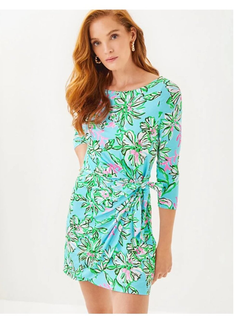 Lilly Pulitzer Blaise 3/4 Sleeve Romper in"Multi Sun of a Bun" Print NWT Sz M